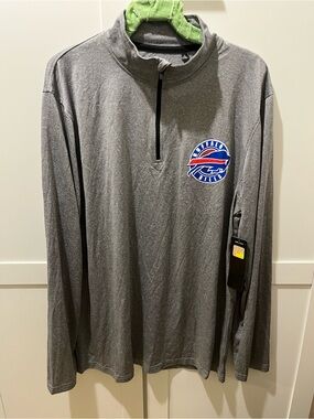 NFL New With Tags Buffalo Bills Gray Quarter-Zip Pullover with Team Logo